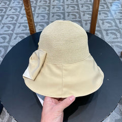 BOW BUCKET HAT IN EGG NOG BEIGE RAFFIA 426170
