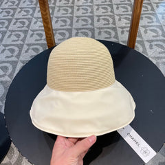 BOW BUCKET HAT IN WHITE MIX CAMEL BEIGE RAFFIA 426171