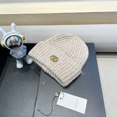 BEANIE HAT IN ECRU BEIGE WOOL 428125