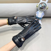 GLOVES ATTACHED BOW IN BLACK LAMBSKIN AND WOOL 429202