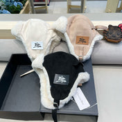 TRAPPER HAT IN KHAKI BEIGE VELVET AND RABBIT FUR 431382