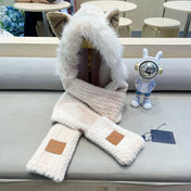 BEANIE HAT IN ALMOND BEIGE  WOOL AND LAMB FUR 435075