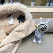 BEANIE HAT IN ALMOND BEIGE  WOOL AND LAMB FUR 435075