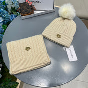 SET CLASSIC SCARF AND HAT IN BEIGE CASHMERE AND RABBIT WOOL 433234