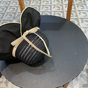 STRIPED BUCKET HAT IN BLACK COTTON 434998