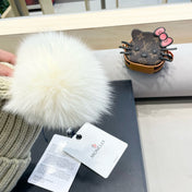 WOOL BEANIE WITH POM POM BEIGE 435048