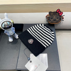 BEANIE HAT IN STELL BLACK MIX WHITE CASHMERE 436730