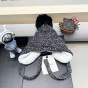 BEANIE HAT IN BLACK WOOL LINED WITH FLEECE 436773