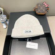 KNITTED BEANIE HAT IN IVORY BEIGE WOOL AND RABBIT FUR 439677