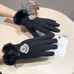GLOVES IN BLACK WOOL WITH RABBIT FUR 439079
