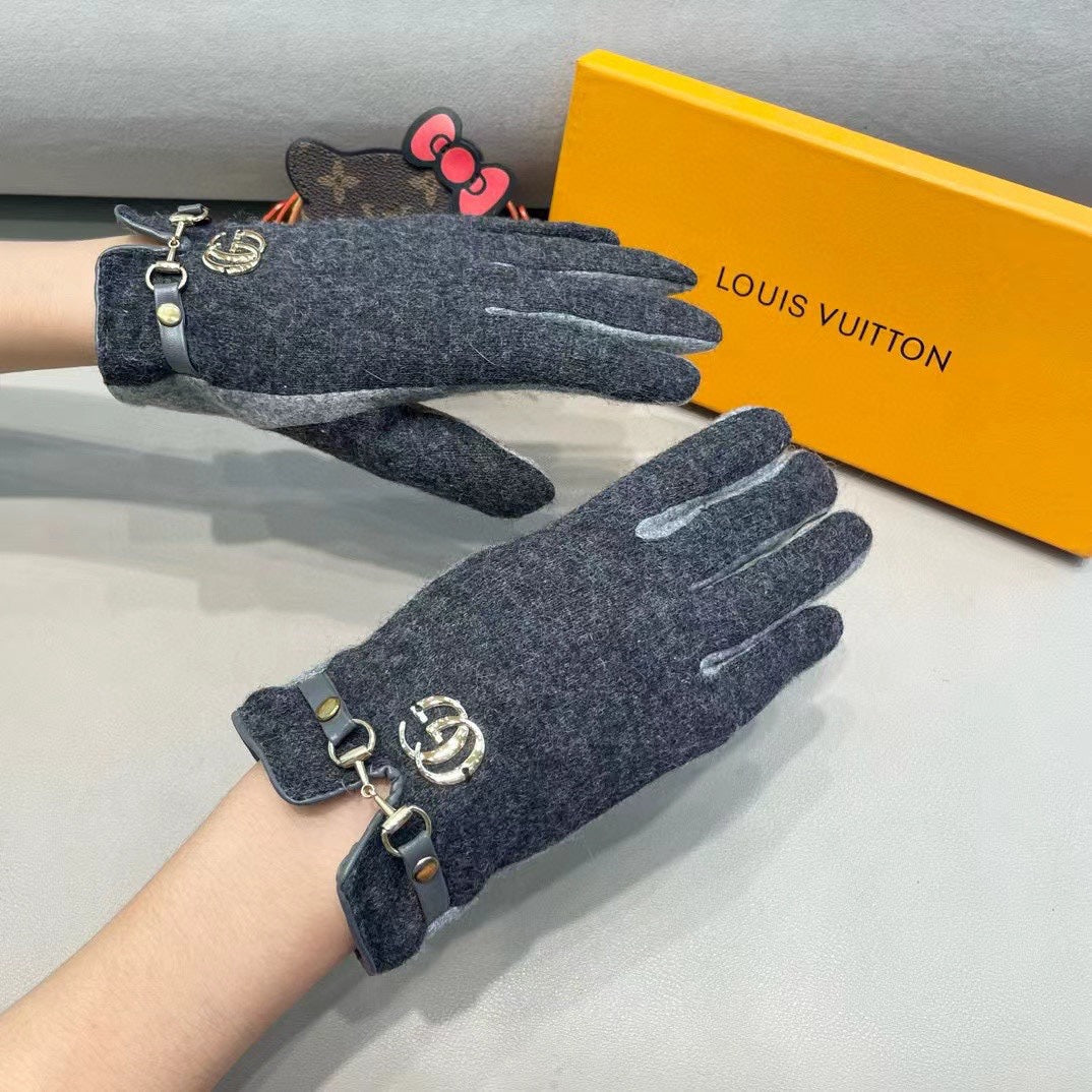 GLOVES IN CHARCOAL MIX LIGHT GRAY WOOL 454558