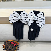 GLOVES IN BLACK MIX WHITE WOOL 454572