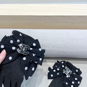 GLOVES IN BLACK MIX WHITE WOOL 454573