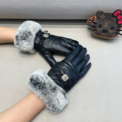 TOUCHSCREEN GLOVES IN BLACK LAMBSKIN AND MINK FUR 460071