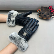 TOUCHSCREEN GLOVES IN BLACK LAMBSKIN AND MINK FUR 460071