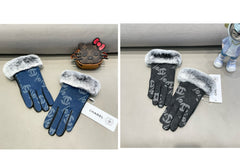 GLOVES IN BLACK DENIM AND CALFSKIN 463797