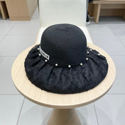 WIDE BRIM HAT IN BLACK STRAW 673034
