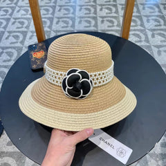STRAW BUCKET HAT WITH PEARLS 672765