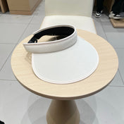 MM FASHION VISOR CAP IN BLACK AND WHITE WITH LOGO TEXT EMBROIDERY