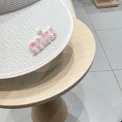 MM FASHION VISOR CAP IN BLACK AND WHITE WITH LOGO TEXT EMBROIDERY