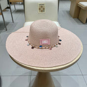WIDE BRIM HAT MODEL 652184 IN LIGHT PINK WOVEN STRAW