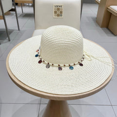 WIDE BRIM HAT MODEL 652186 IN WHITE WOVEN STRAW