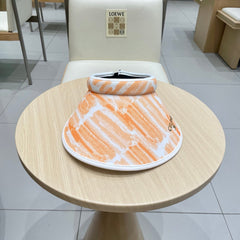 VISOR HAT MODEL 652202 IN ORANGE AND WHITE FABRIC