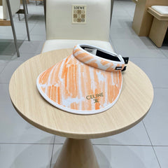 VISOR HAT MODEL 652202 IN ORANGE AND WHITE FABRIC