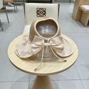 WIDE BRIM HALF HEAD HAT MODEL 650678 IN DARK BEIGE MESH FABRIC