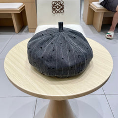 BERET HAT POLKA DOT DARK GRAY 672672