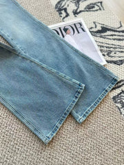 Loewe Embroidered Flared Jeans Blue Cotton