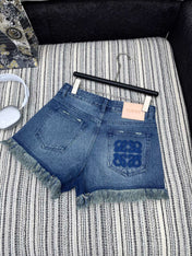 LOEWE FRAYED HEM DENIM SHORTS