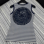 SLEEVELESS TOP WITH RAISED EMBROIDERY AND CREW NECK 267982