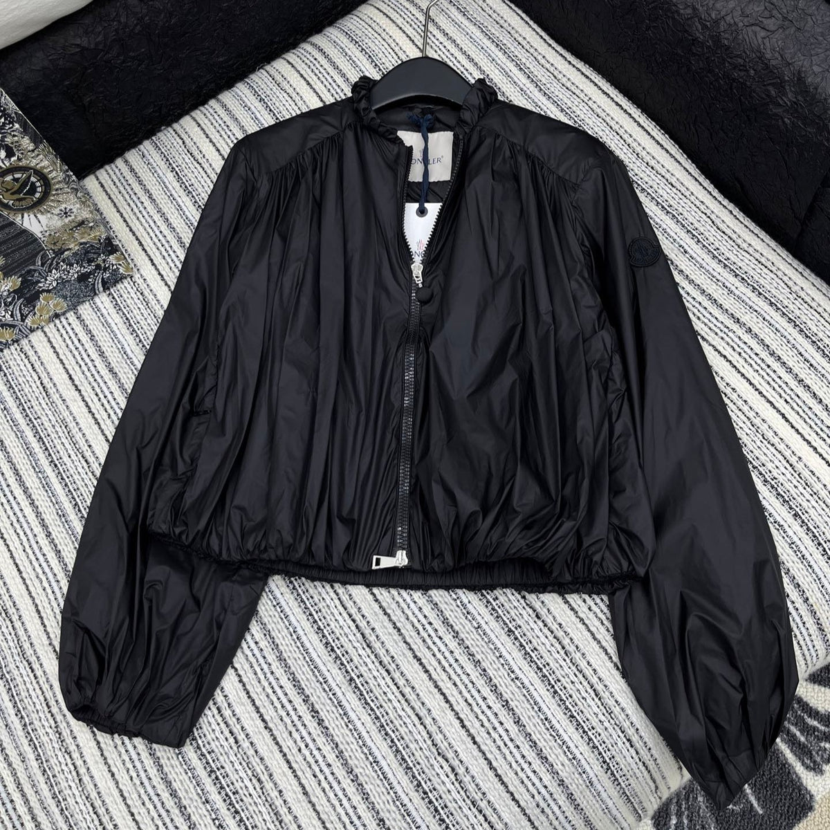 MONCLER ZIP-UP JACKET WITH STAND COLLAR IN BLACK 267979