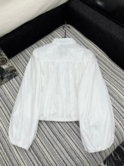 MONCLER ZIP-UP JACKET WITH STAND COLLAR IN WHITE 267977