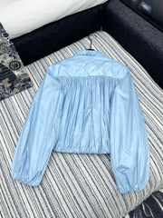 MONCLER ZIP-UP JACKET WITH STAND COLLAR IN SKY BLUE 267975