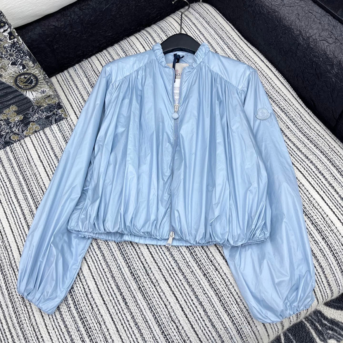 MONCLER ZIP-UP JACKET WITH STAND COLLAR IN SKY BLUE 267975