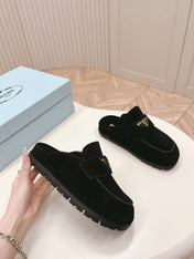Pra Mule 20mm Black Suede Calfskin