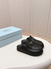PRA SABOTS MULES BLACK CALFSKIN