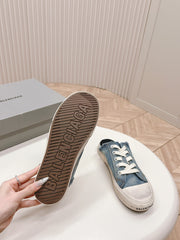 PARIS MULES IN BLUE DESTROYED DENIM AND RUBBER