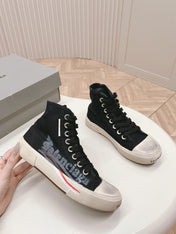 BLACK CANVAS HIGH-TOP SNEAKERS LOGO GRAFFITI
