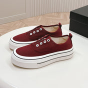 Double C Platform Biscuit Shoes Fabric Cherry Red