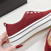 Double C Platform Biscuit Shoes Fabric Cherry Red