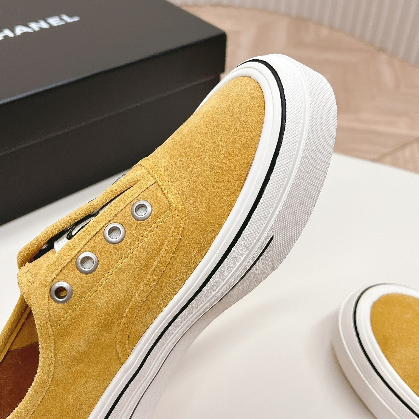 Double C Platform Biscuit Shoes Fabric Amber Yellow