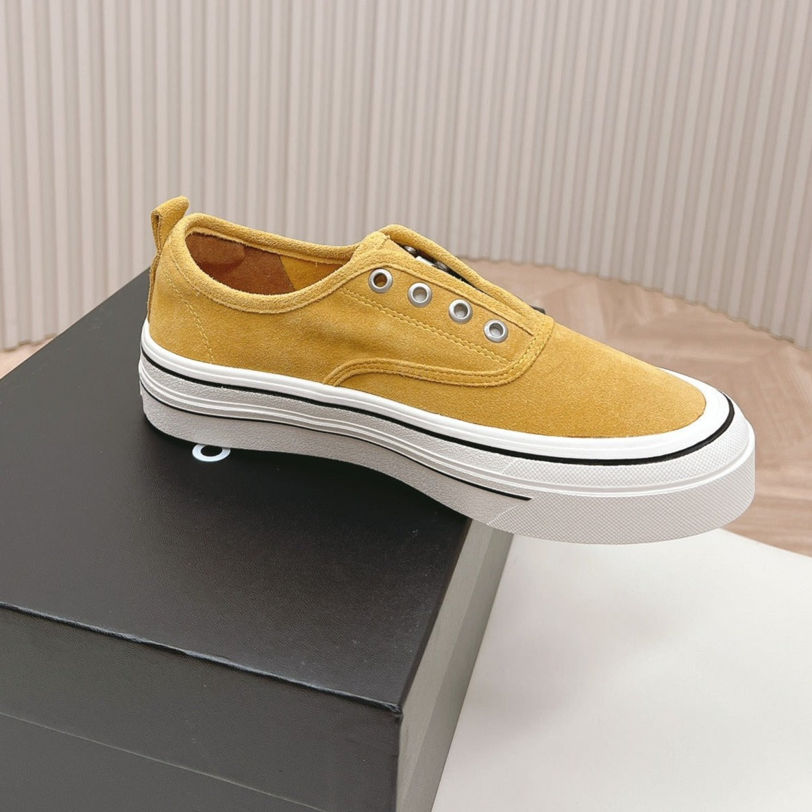 Double C Platform Biscuit Shoes Fabric Amber Yellow