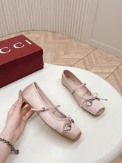 GG BALLET FLAT PASTEL PINK SILK