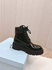 PRA LACE-UP BOOTS GLOSSY BLACK CALFSKIN