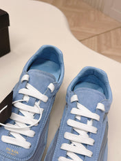 PRADA 26S SNEAKERS IN BLUE QUILTED NYLON AND SUEDE