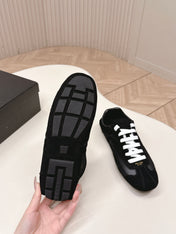 PRADA 26S CLASSIC SNEAKERS IN BLACK SUEDE AND MESH