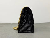 CRUSH MEDIUM CHAIN BAG 31 IN BLACK QUILTED CRUSHED CALFSKIN GOLD HARDWARE